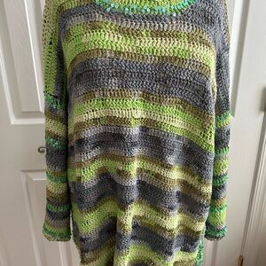 Chic Striped Gray and Green Sweater